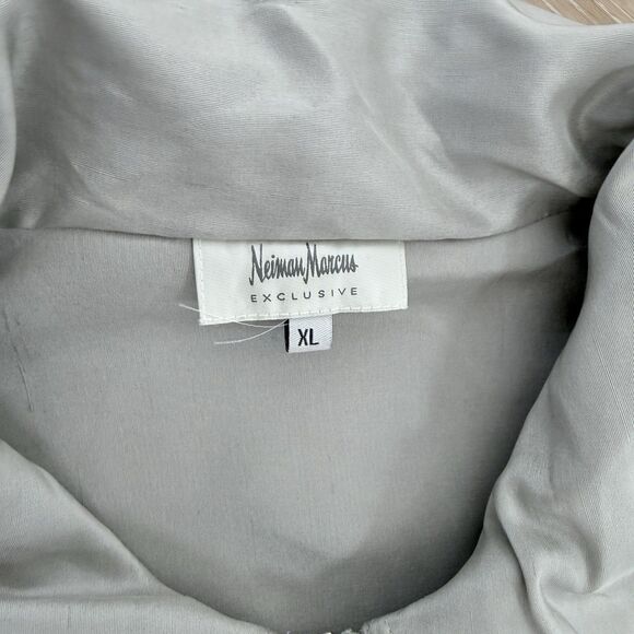 Neiman Marcus Silk Convertible Utility Jacket Men’s Sz XL Silver Luxe Streetwear - Picture 3 of 11